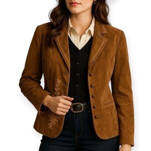 Coldwater Creek Brown Embroidered Blazer